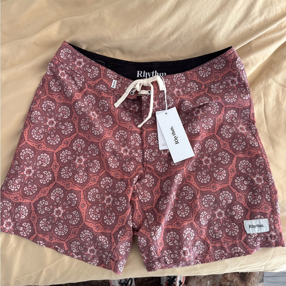 Rhythm Men's Printed Swim Shorts - Rose Brown